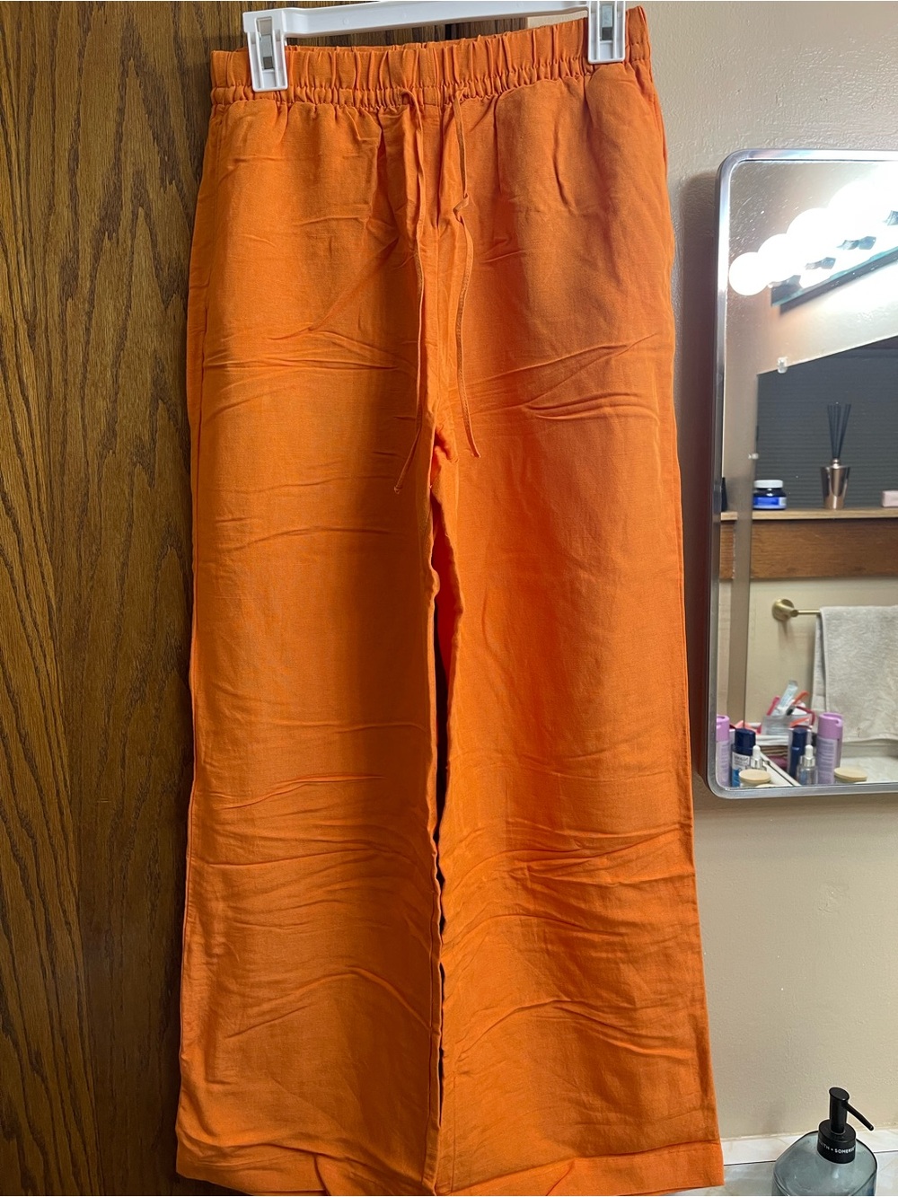 H&M Bright Orange Drawstring Wide-Leg Pants